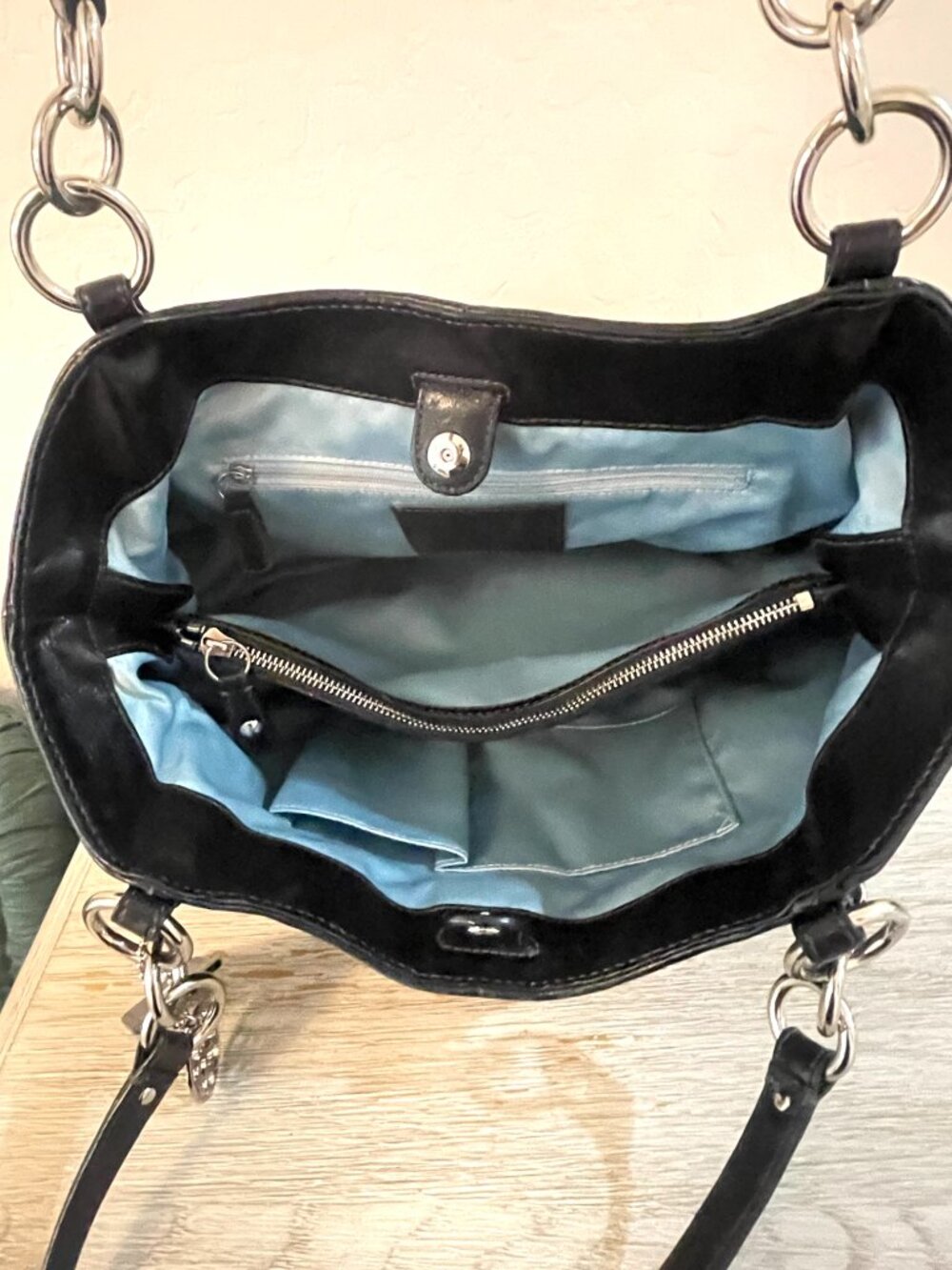 Coach Alexandra Shoulder Bag Tote Handbag Black Silver 16244 Large Two Hangtags - Picture 6 of 10